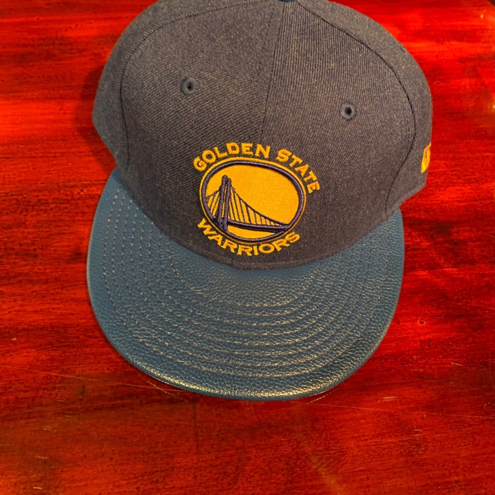 Leather brim golden state warriors hat new era